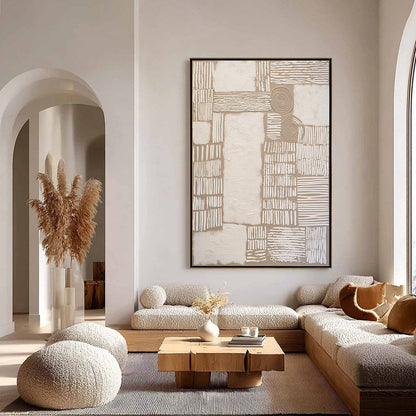 White and Beige Wabi-Sabi Abstract Textured Oil Painting – Terra Forma