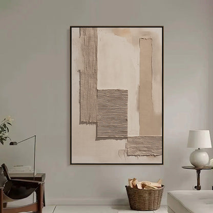 White and Beige Wabi-Sabi Landscape Textured Acrylic Painting – Terra Forma