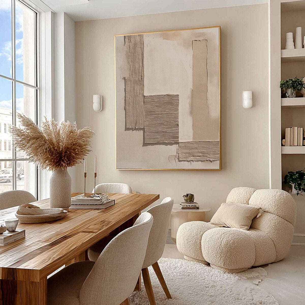White and Beige Wabi-Sabi Landscape Textured Acrylic Painting – Terra Forma