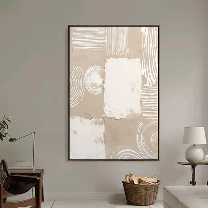 White and Beige Wabi-Sabi Anchor Textured Acrylic Painting – Terra Forma