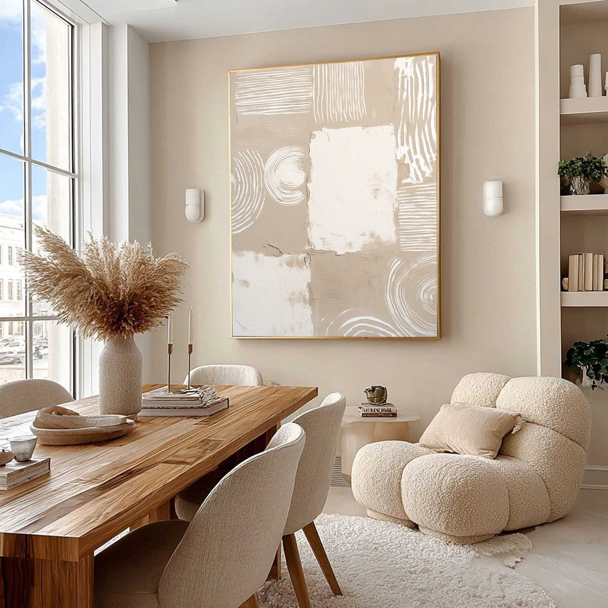 White and Beige Wabi-Sabi Anchor Textured Acrylic Painting – Terra Forma
