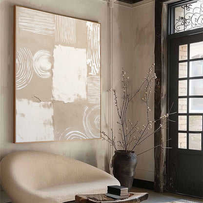 White and Beige Wabi-Sabi Anchor Textured Acrylic Painting – Terra Forma