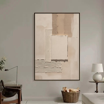 Cream and Beige Wabi-Sabi Landscape Textured Acrylic Painting – Terra Forma