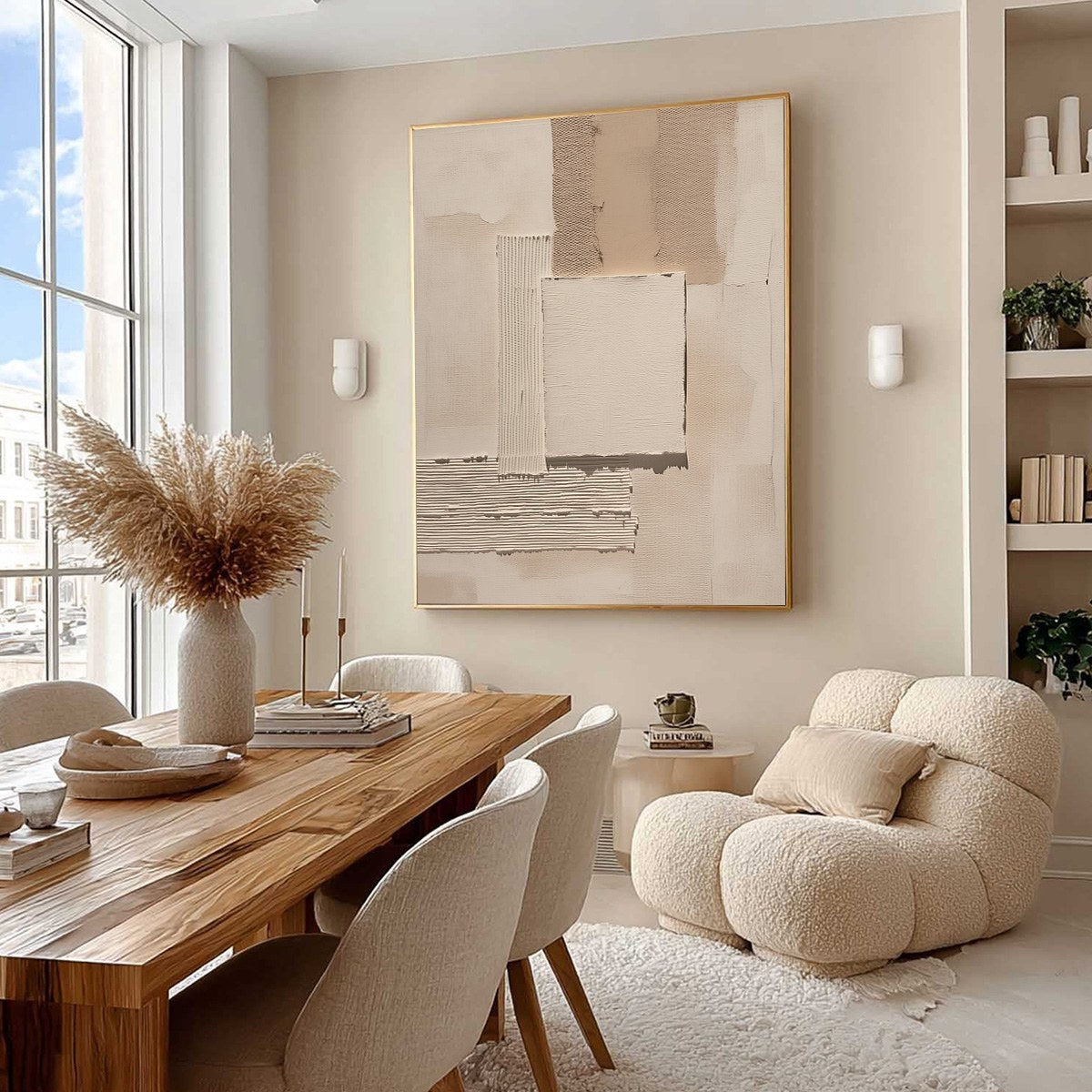 Cream and Beige Wabi-Sabi Landscape Textured Acrylic Painting – Terra Forma