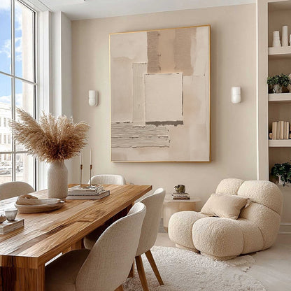 Cream and Beige Wabi-Sabi Landscape Textured Acrylic Painting – Terra Forma