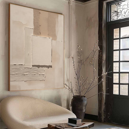 Cream and Beige Wabi-Sabi Landscape Textured Acrylic Painting – Terra Forma