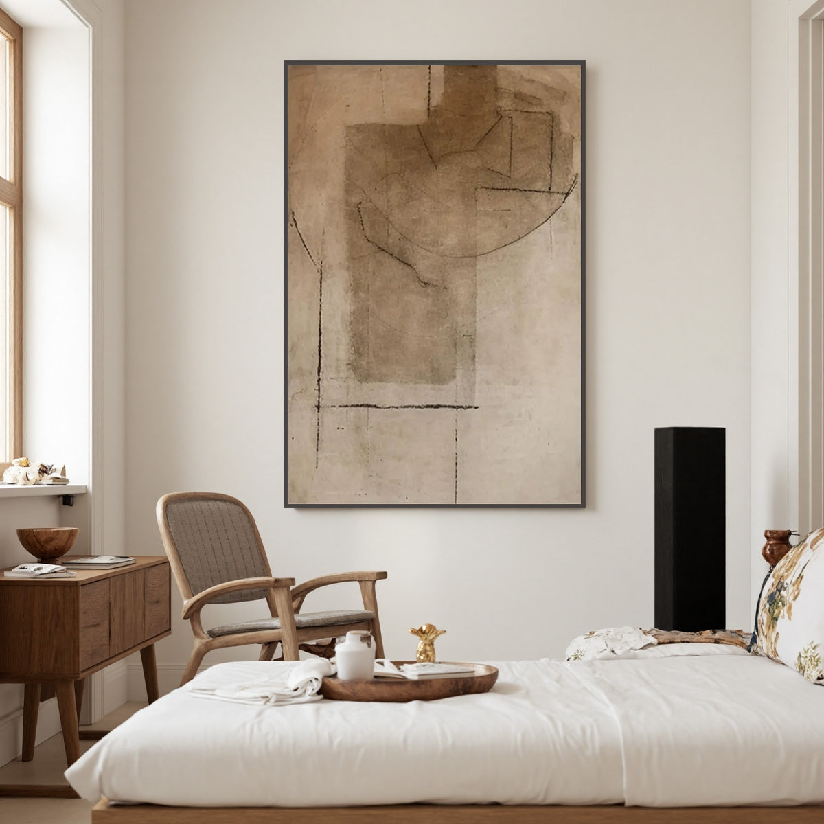 Beige and Brown Wabi-Sabi Landscape Textured Oil Painting – Terra Incognita