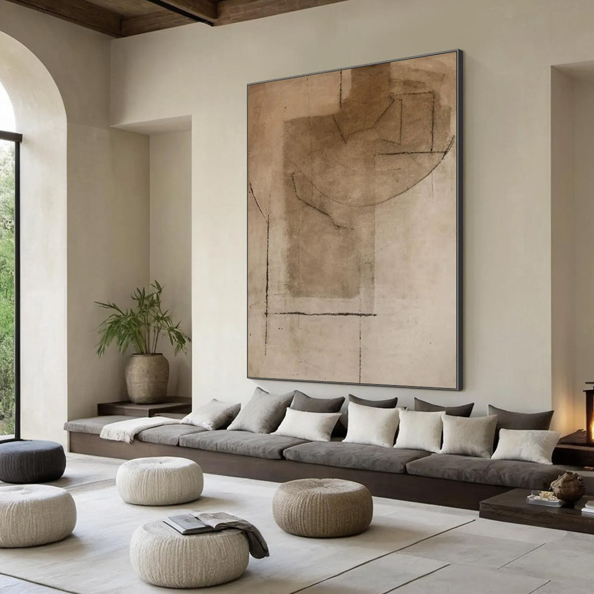 Beige and Brown Wabi-Sabi Landscape Textured Oil Painting – Terra Incognita