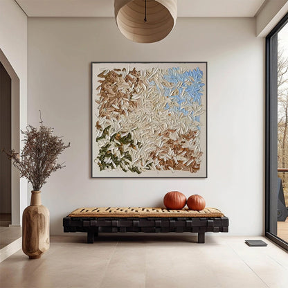 Terra Mosaic – Wabi-Sabi Celestial Impasto Oil Painting, view 2