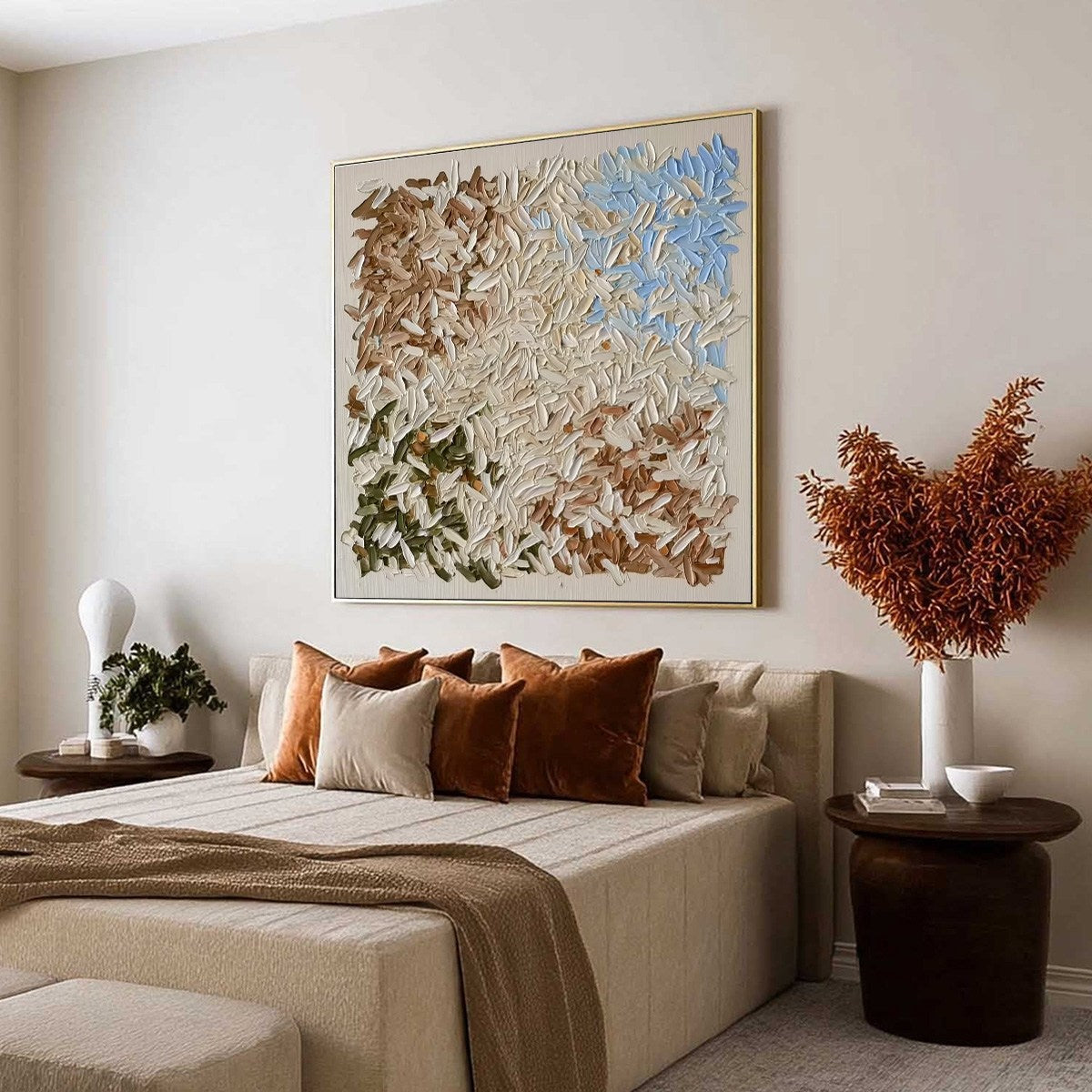 Sky Blue Wabi-Sabi Celestial Impasto Oil Painting – Terra Mosaic