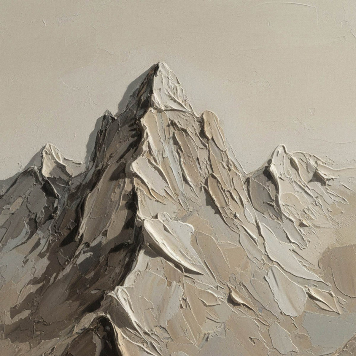 Terra Peak hand-painted terracotta, warm ochre and sand textured abstract mountain painting shown with gold frame