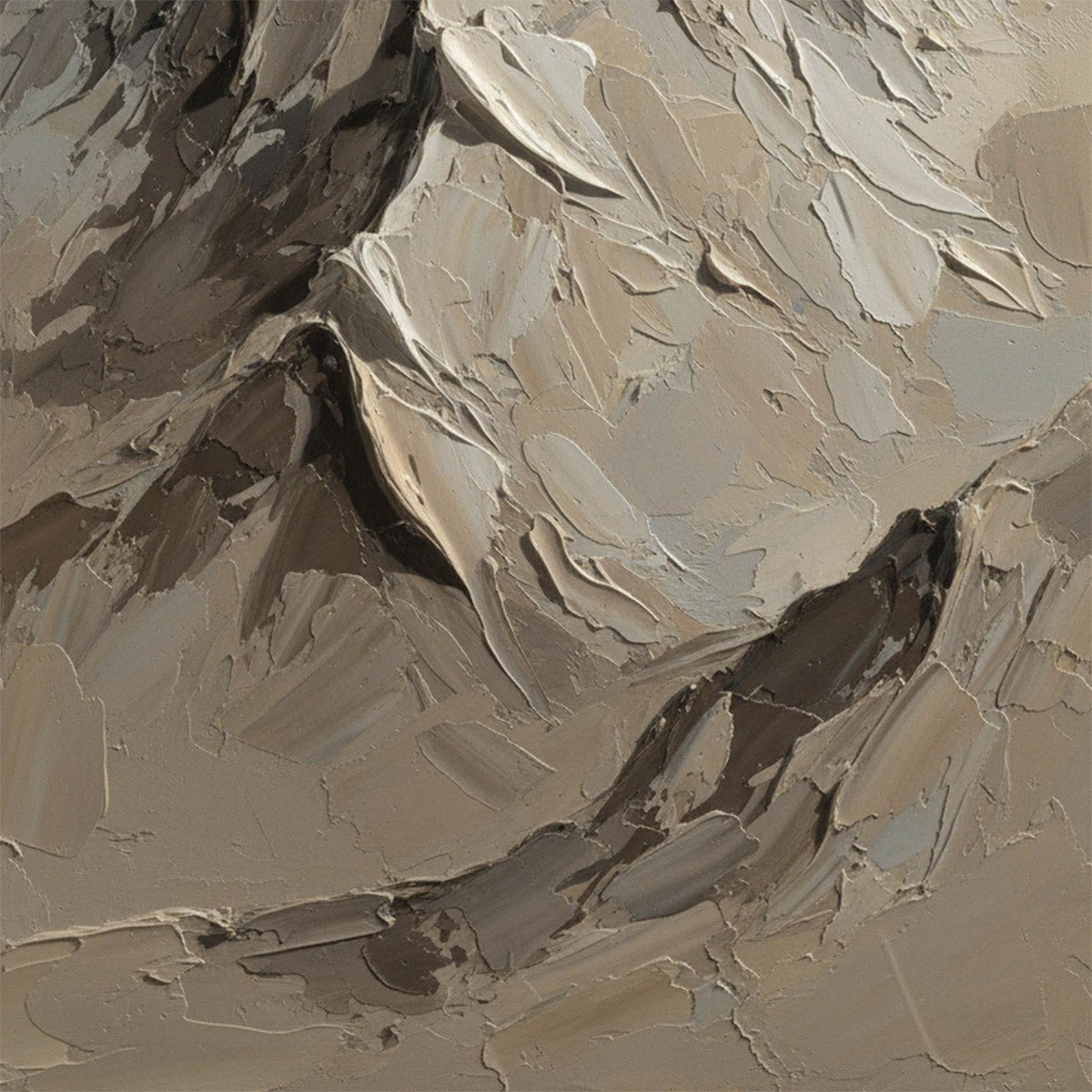 Terra Peak hand-painted terracotta, warm ochre and sand textured abstract mountain painting shown with white frame