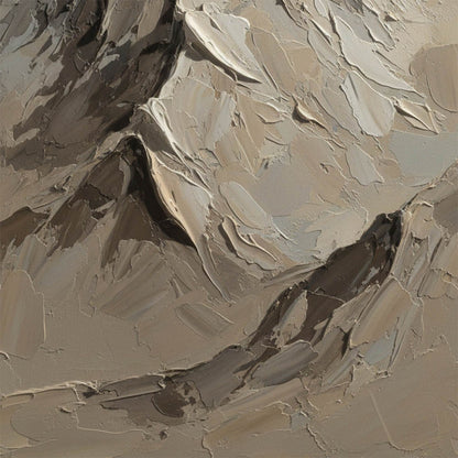 Terra Peak hand-painted terracotta, warm ochre and sand textured abstract mountain painting shown with white frame