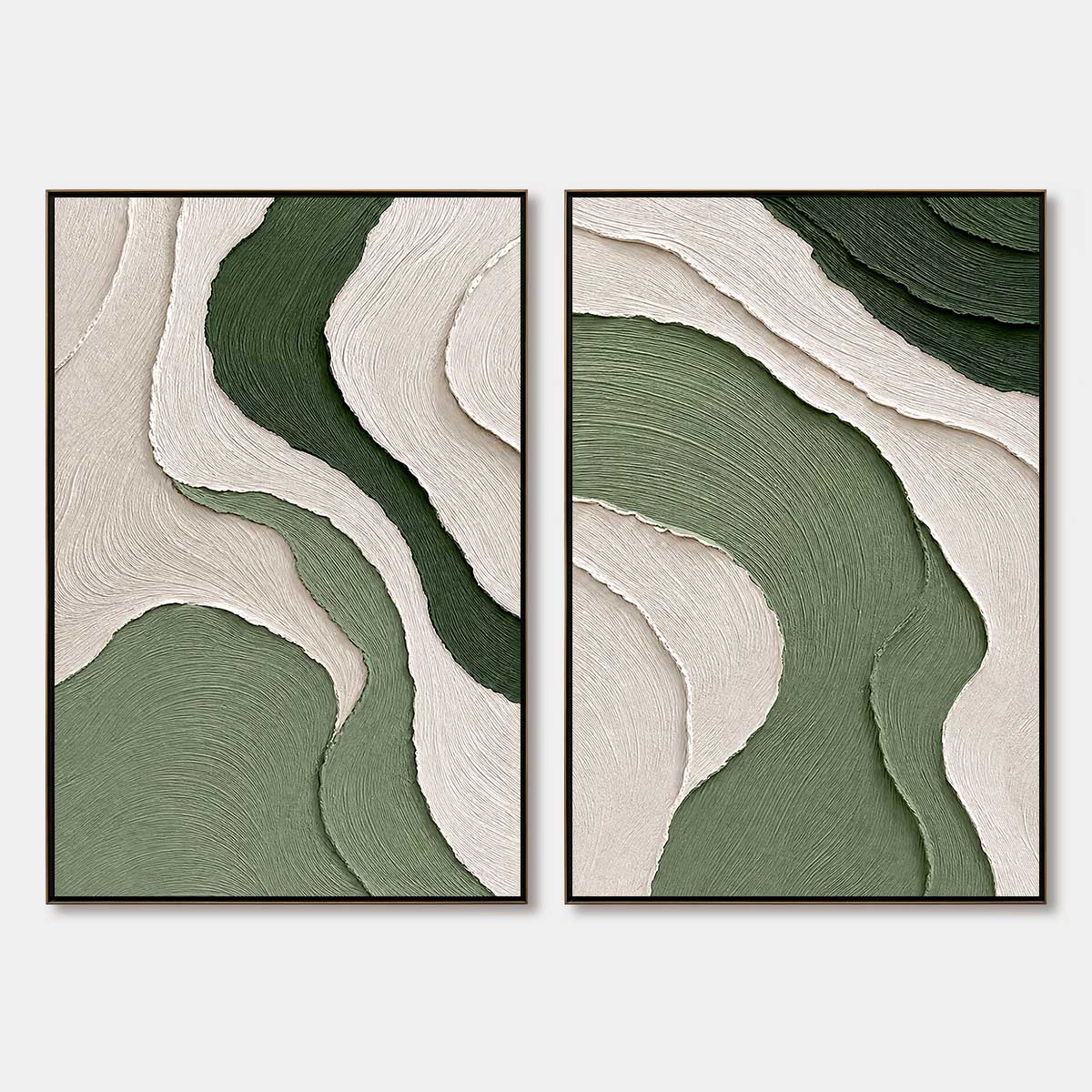 Terra hand-painted beige and sage green textured coastal abstract painting rolled canvas option