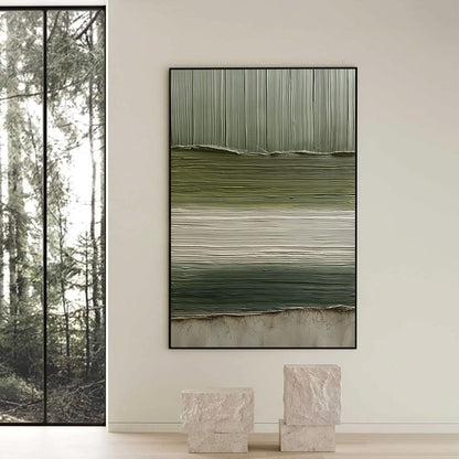 Green Wabi-Sabi Forest Textured Acrylic Painting – Terra Verde
