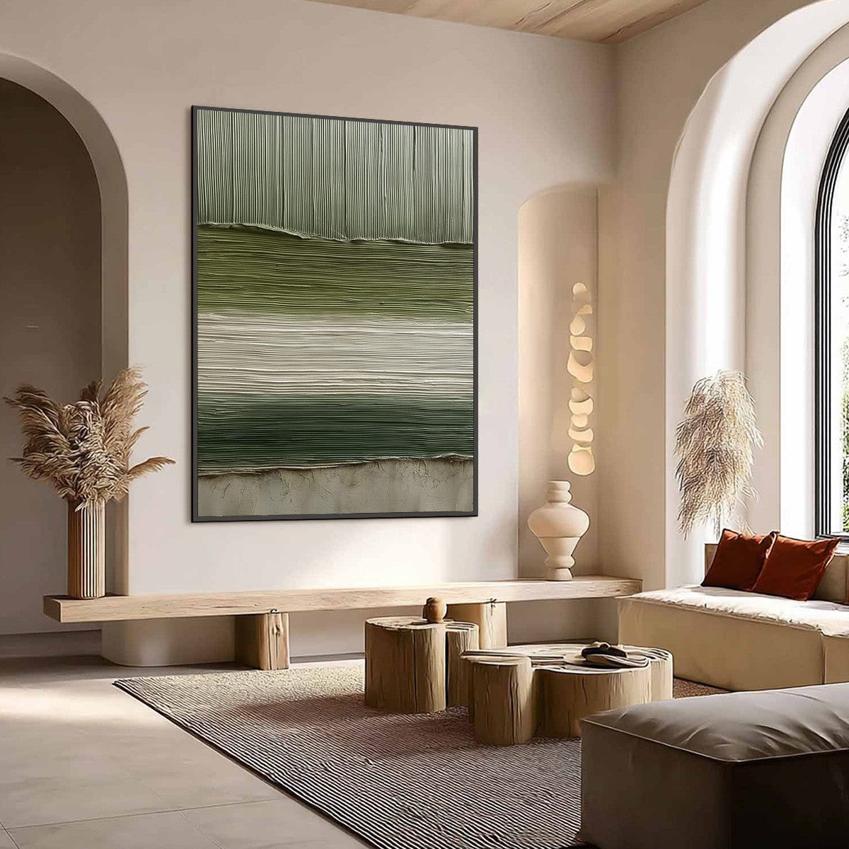 Green Wabi-Sabi Forest Textured Acrylic Painting – Terra Verde