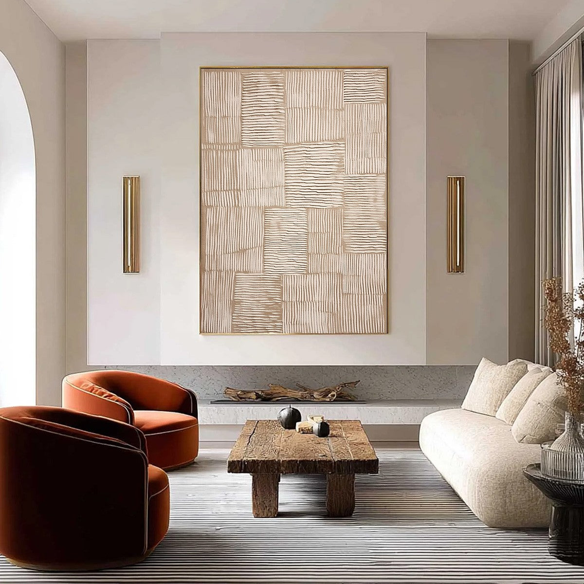 Terra Weave – Wabi-Sabi Abstract Oil Painting, view 2