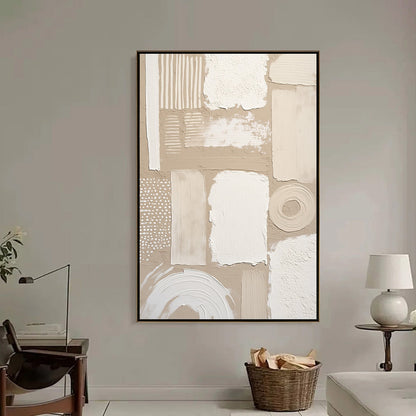 White and Beige Wabi-Sabi Landscape Impasto Oil Painting – Terraforms