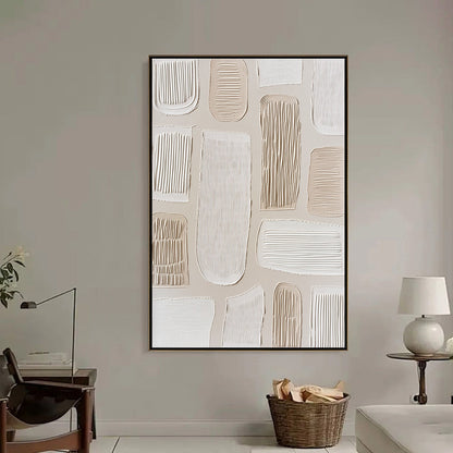 White and Beige Wabi-Sabi Landscape Impasto Oil Painting – Terraforms by Javier Ramirez