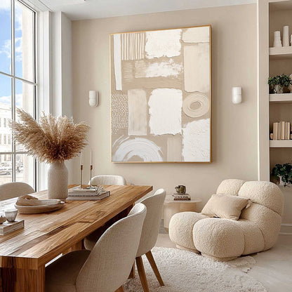 White and Beige Wabi-Sabi Landscape Impasto Oil Painting – Terraforms