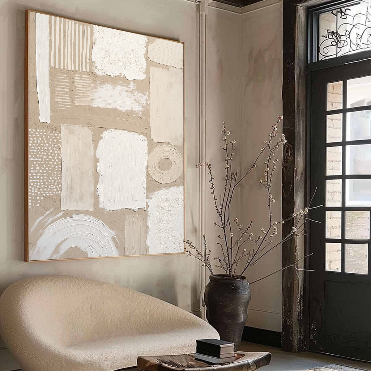 White and Beige Wabi-Sabi Landscape Impasto Oil Painting – Terraforms
