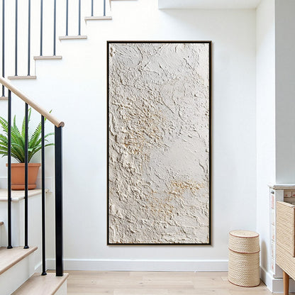White and Beige Wabi-Sabi Abstract Impasto Oil Painting – Terra Alba