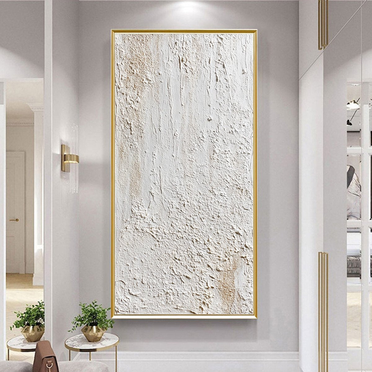 White and Beige Wabi-Sabi Landscape Textured Oil Painting – Terra Alba