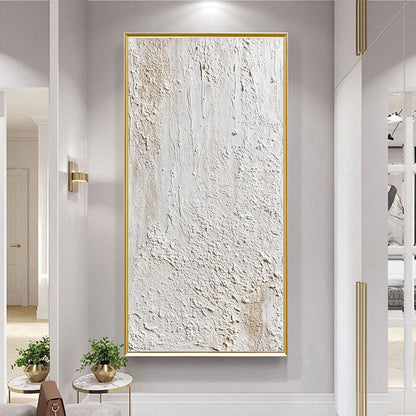White and Beige Wabi-Sabi Landscape Textured Oil Painting – Terra Alba