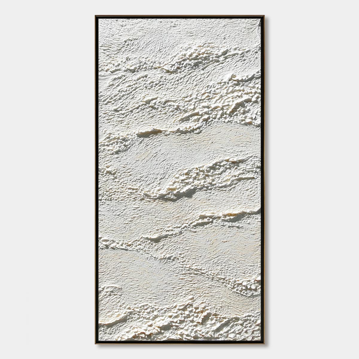 Terra Blanca hand-painted white and beige textured coastal landscape painting rolled canvas option