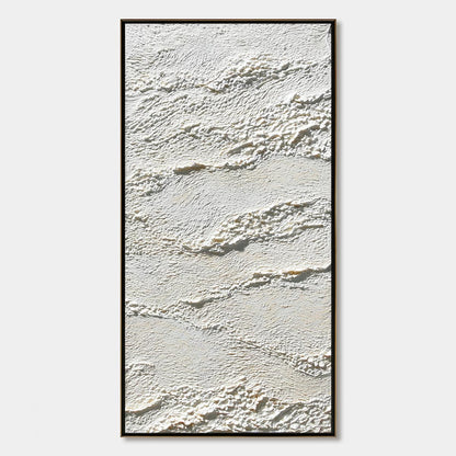 Terra Blanca hand-painted white and beige textured coastal landscape painting rolled canvas option