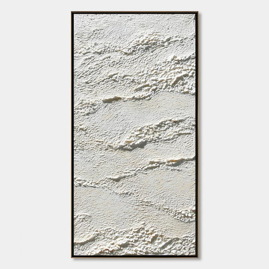 Terra Blanca hand-painted white and beige textured coastal landscape painting rolled canvas option