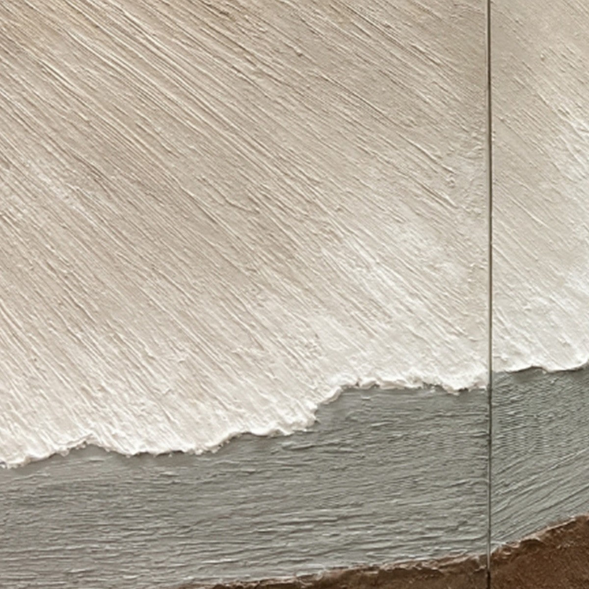 Terra Firma hand-painted beige, soft grey, charcoal and earth brown textured coastal abstract painting rolled canvas option