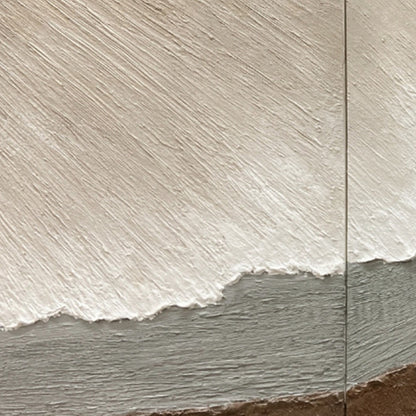 Terra Firma hand-painted beige, soft grey, charcoal and earth brown textured coastal abstract painting rolled canvas option