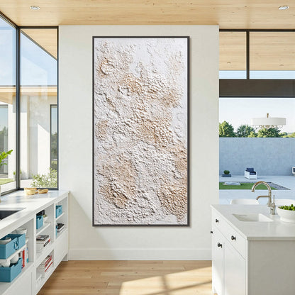 White and Beige Wabi-Sabi Celestial Textured Oil Painting – Terra Veil