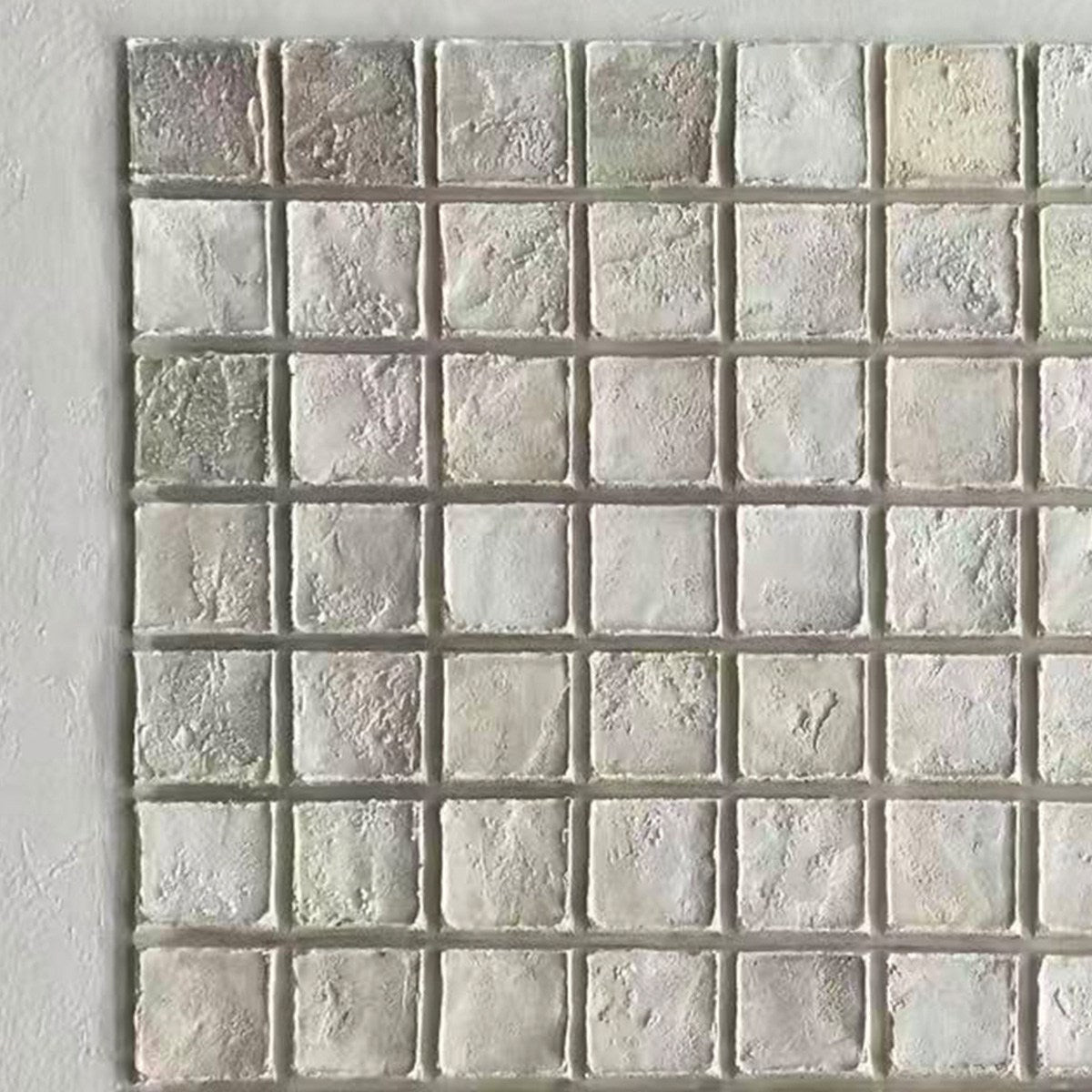 Grey and White Wabi-Sabi Abstract Textured Oil Painting – Tessellation