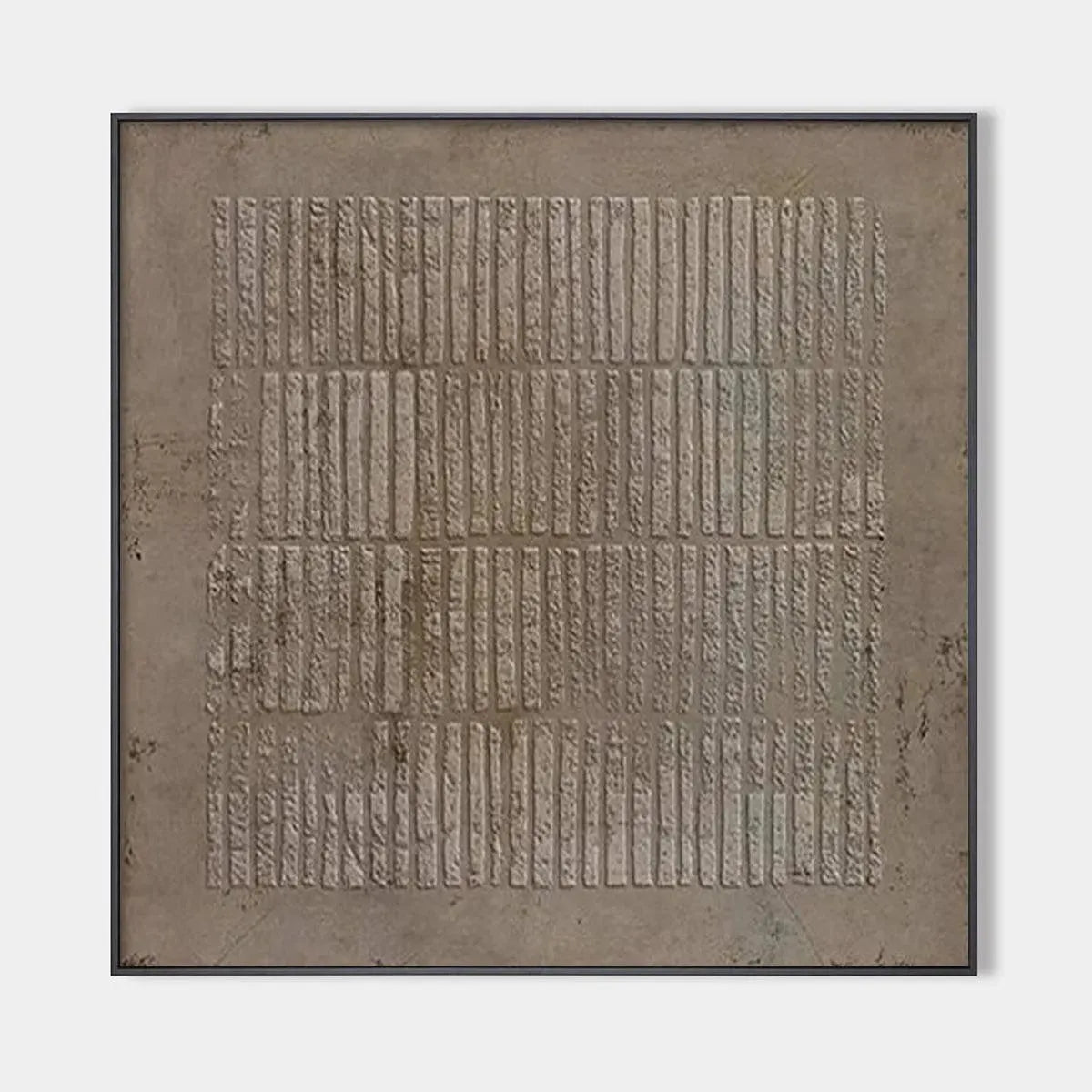 Textured Brown Grid – Wabi-Sabi Abstract Oil Painting, view 1