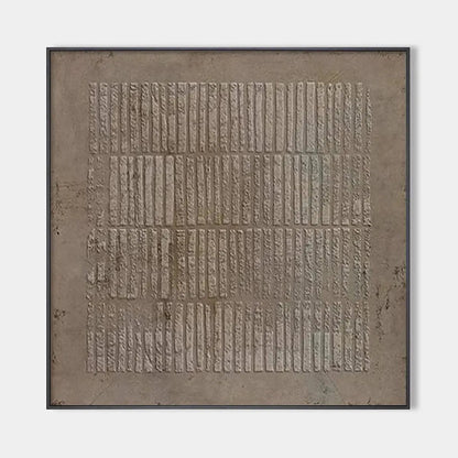 Textured Brown Grid – Wabi-Sabi Abstract Oil Painting, view 1