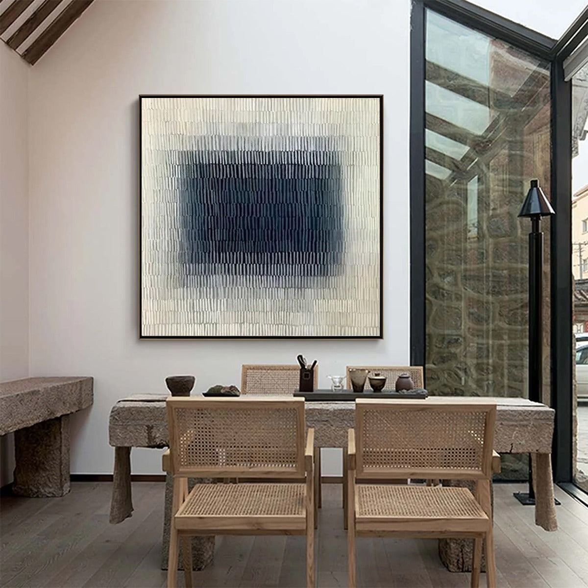 Grey Wabi-Sabi Abstract Textured Oil Painting – Textured Depths