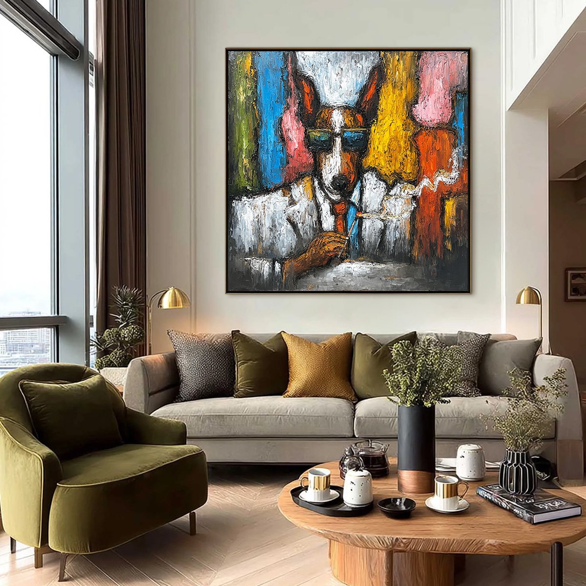 Colorful Dog Impasto Oil Painting – The Boss