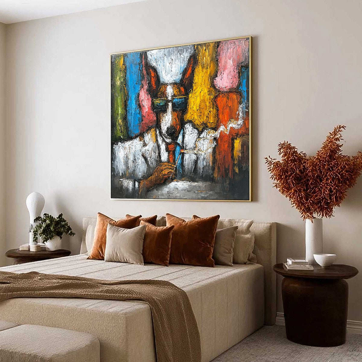 Colorful Dog Impasto Oil Painting – The Boss