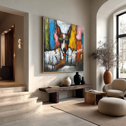 Colorful Dog Impasto Oil Painting – The Boss