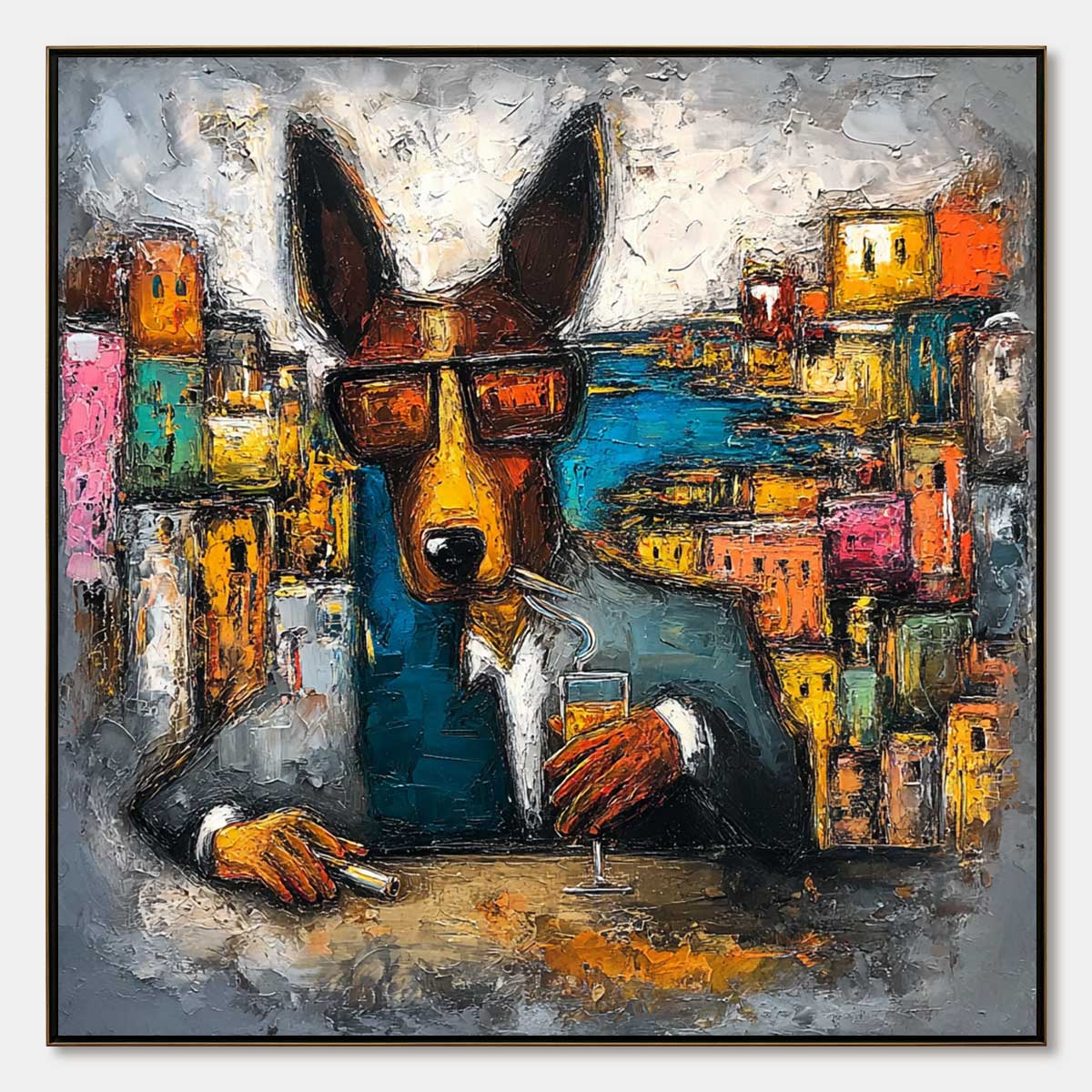 The Chairman – Dog Impasto Oil Painting, view 1