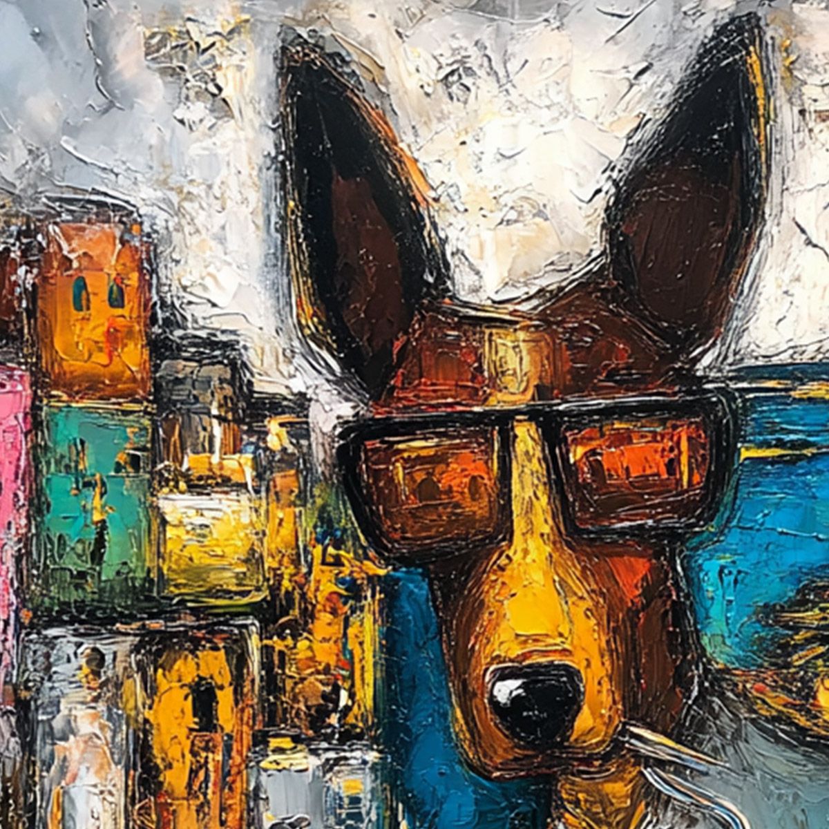 The Chairman – Dog Impasto Oil Painting, view 3