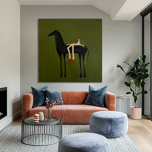 The Companion – Minimalist Horse Oil Painting, view 2