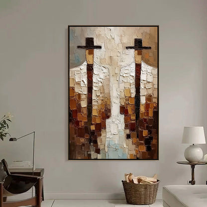 Abstract Figurative Impasto Oil Painting – The Companions