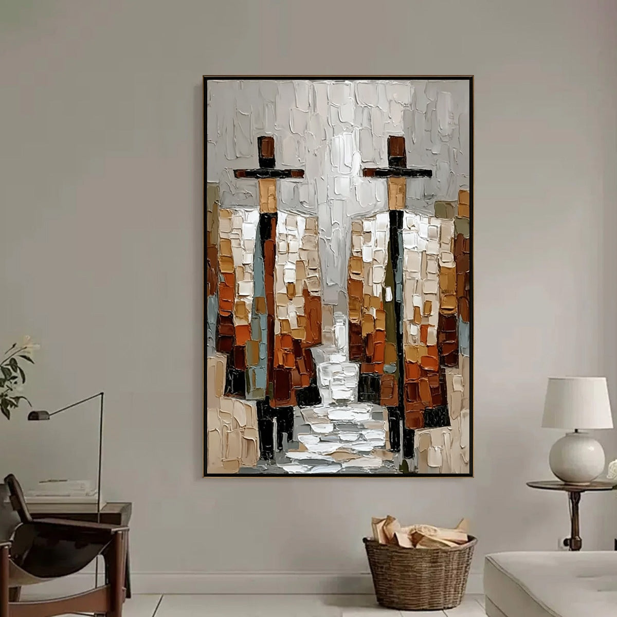 The Companions – Minimalist Figurative Impasto Oil Painting, view 2
