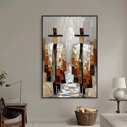 The Companions – Minimalist Figurative Impasto Oil Painting, view 2