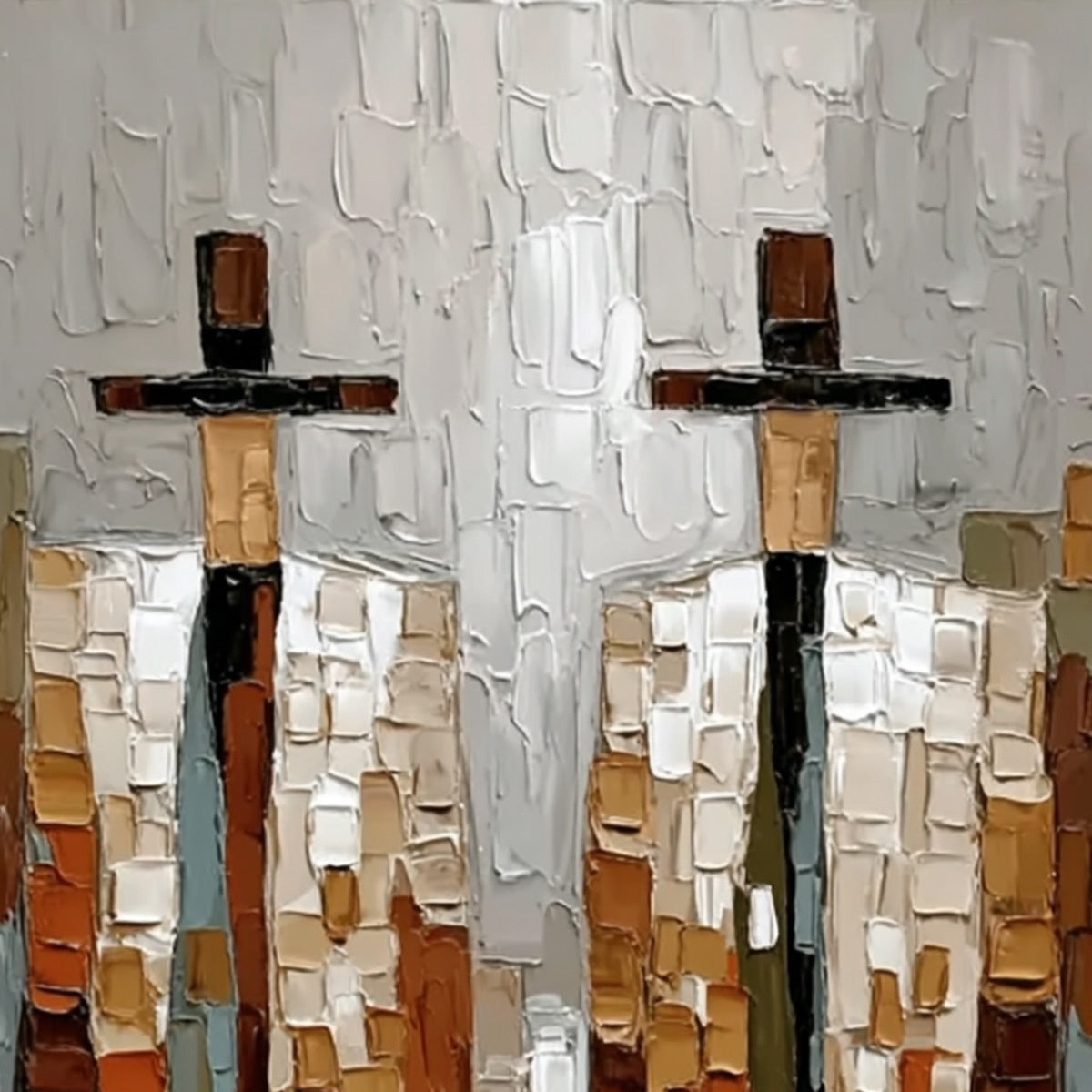 The Companions – Minimalist Figurative Impasto Oil Painting, view 3