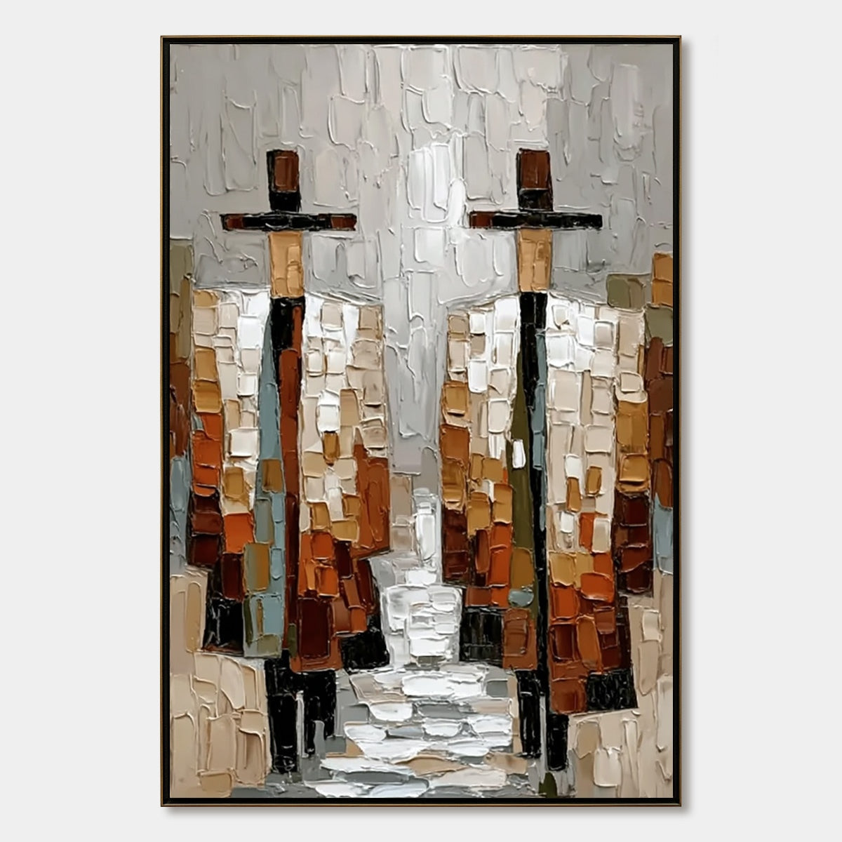 The Companions – Minimalist Figurative Impasto Oil Painting, view 1