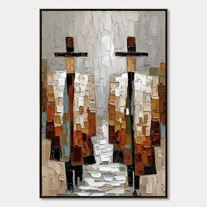 The Companions – Minimalist Figurative Impasto Oil Painting, view 1
